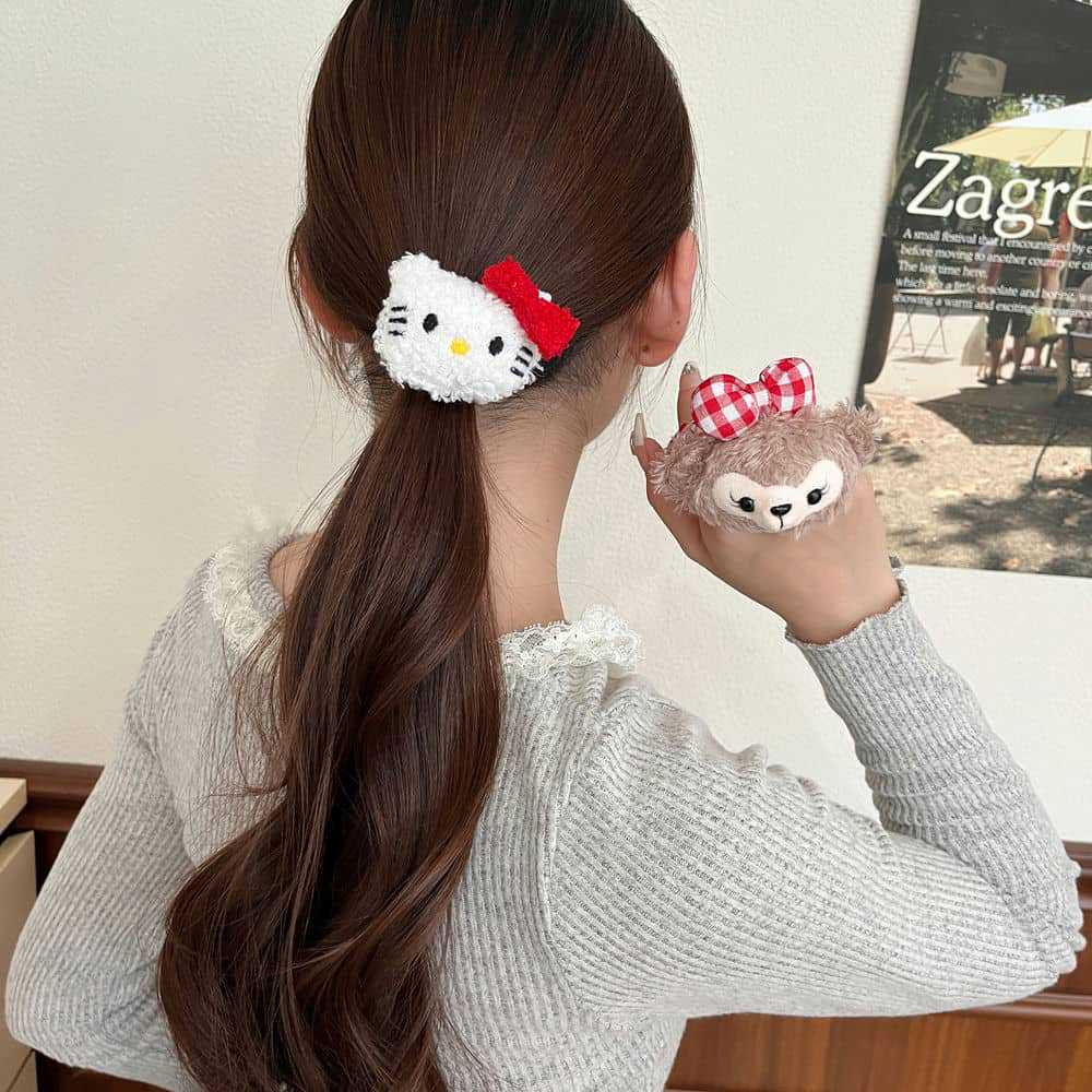 Cute Duffy bear Shirley Rose hair band, red checkered bow, large intestine hair band pic 2