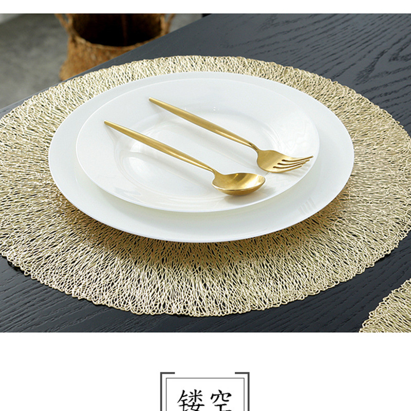 沃美 欧式轻奢圆形乱丝PVC餐垫家居装饰简约时尚大方防水防滑防油防烫耐磨隔热餐垫详情8