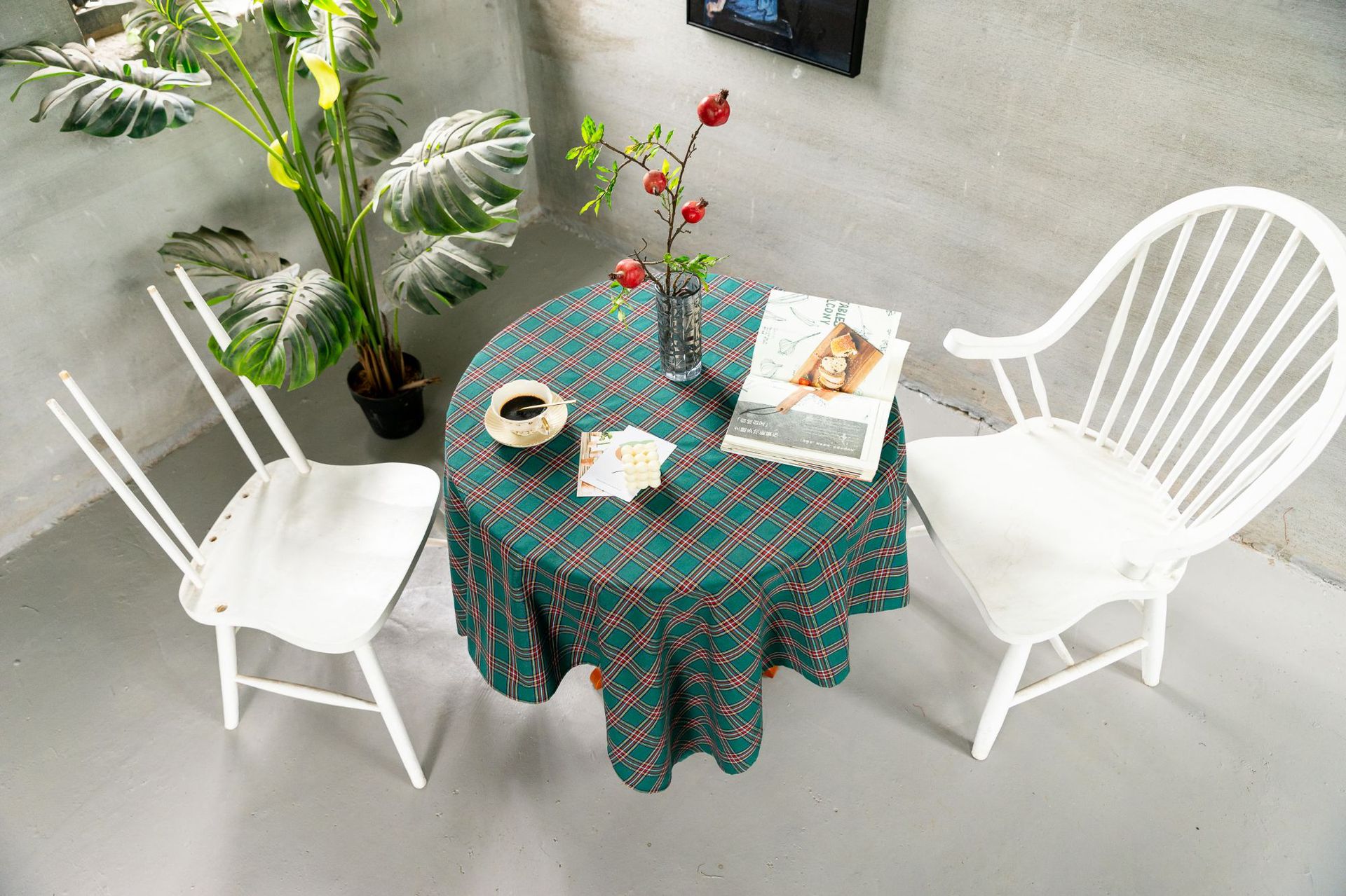 Cross-border Christmas holiday decoration table fabric, retro striped checkered cotton and linen restaurant party cover, Amazon pic 63