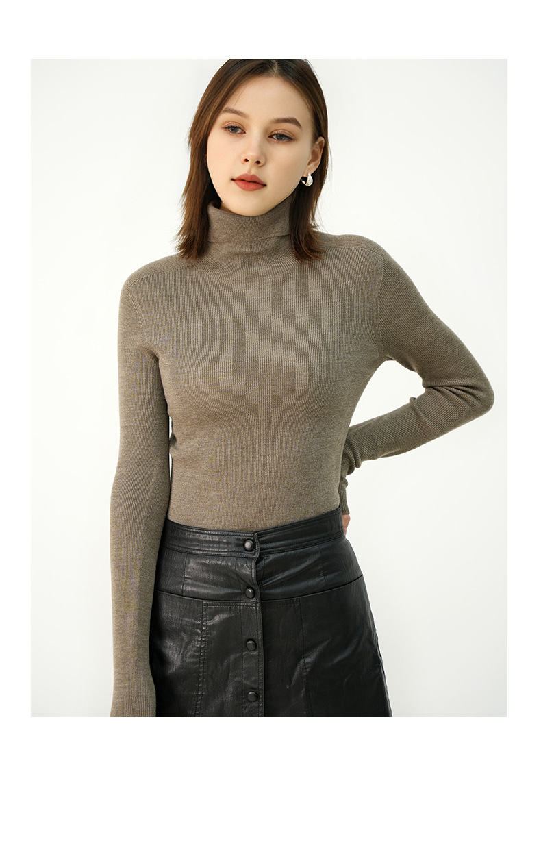 100%羊毛冬季无缝修身显瘦高领休闲百搭打底针织衫长袖内搭毛衣女详情25