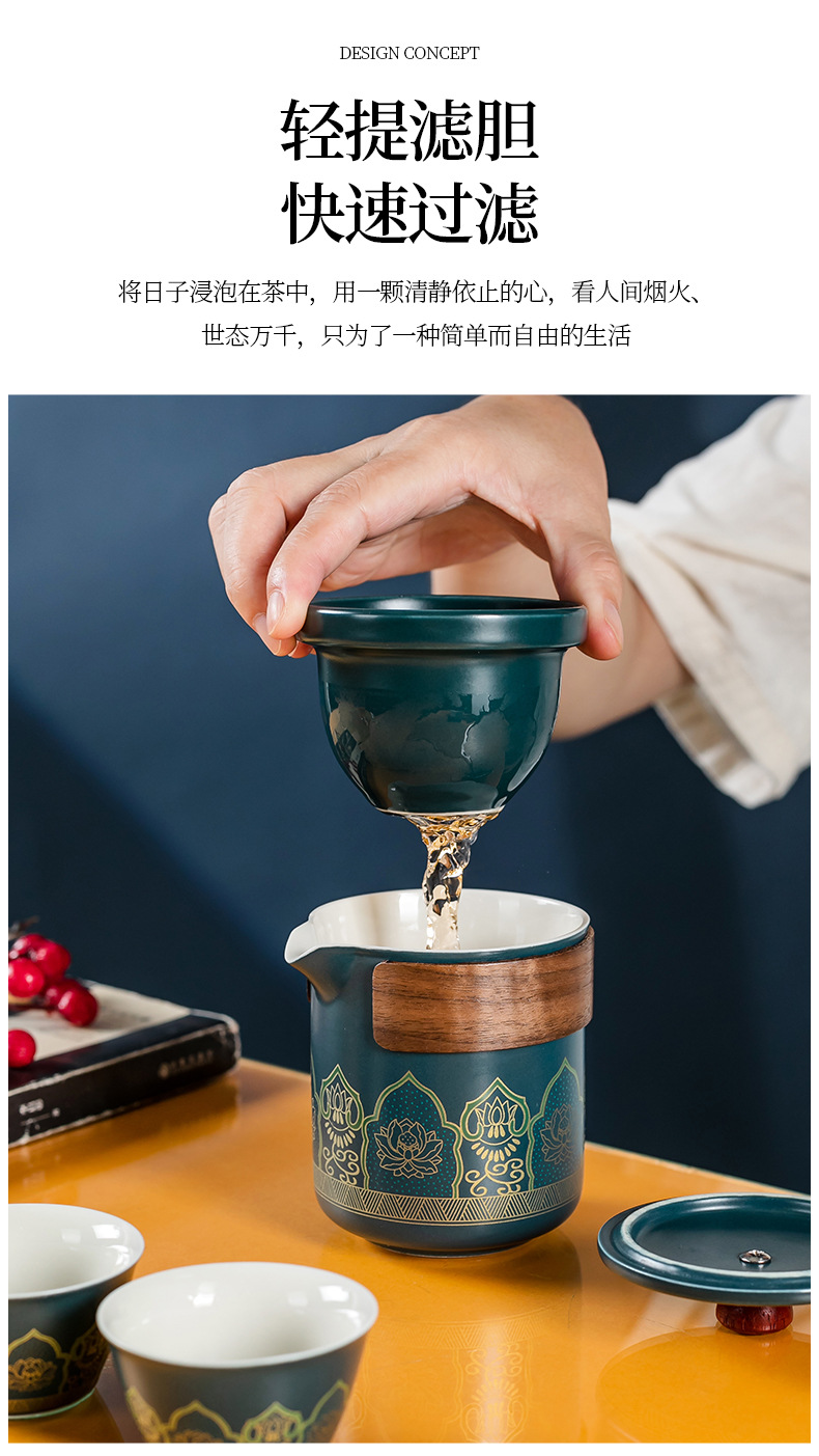 Simple travel tea set, portable outdoor kung Fu tea set, ceramic tea set, business quick customer cup gift pic 29