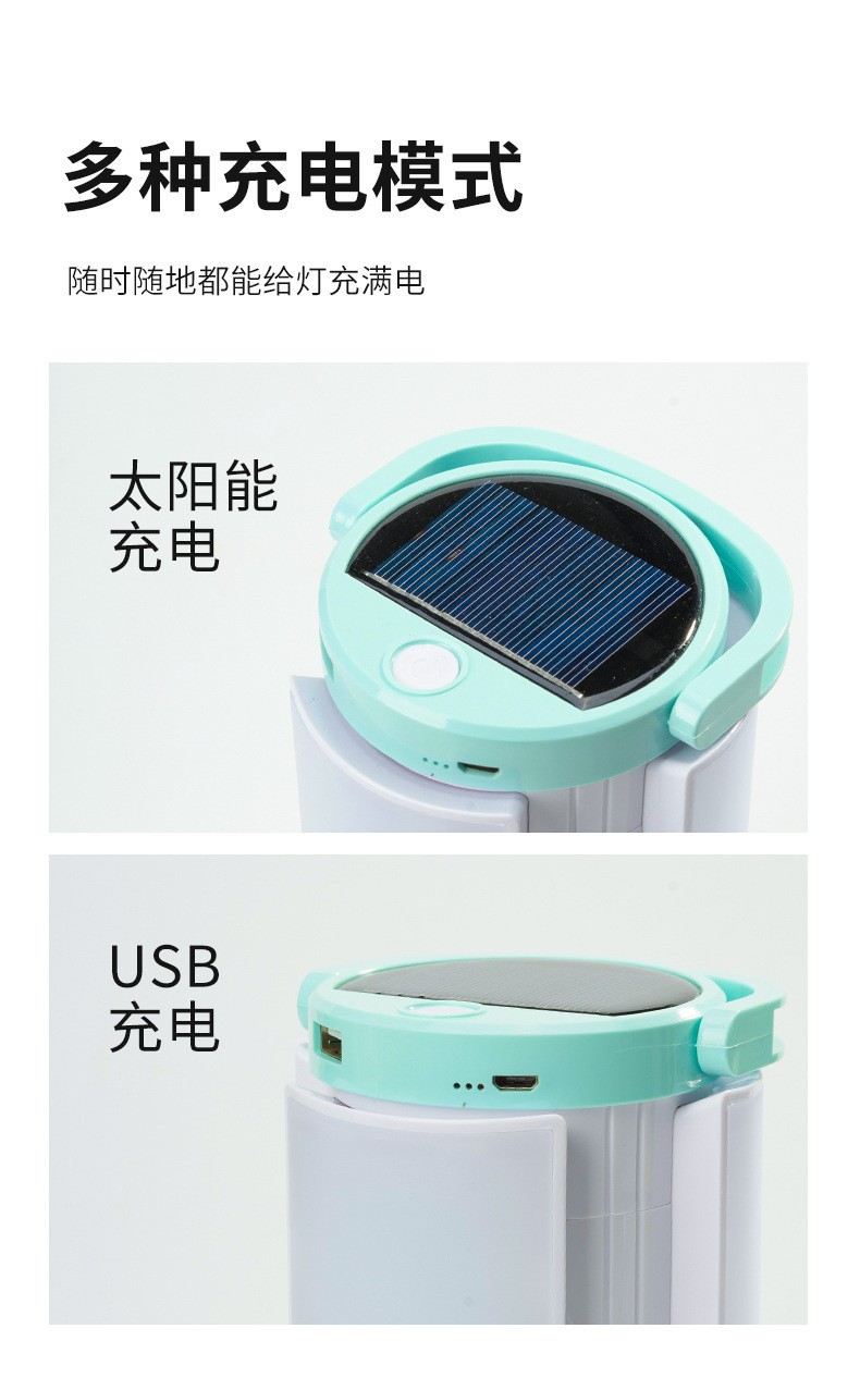 Solar-powered charging camping lamp, outdoor camping LED lighting lamp, folding and hanging tent light strip, output emergency light pic 6
