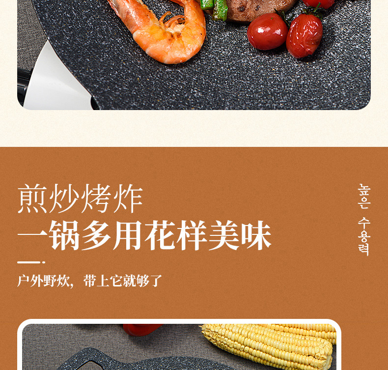 烤盘麦饭石电磁炉烤肉盘商用卡式炉烤盤烧烤盘韩式户外铁板烧铁板详情13