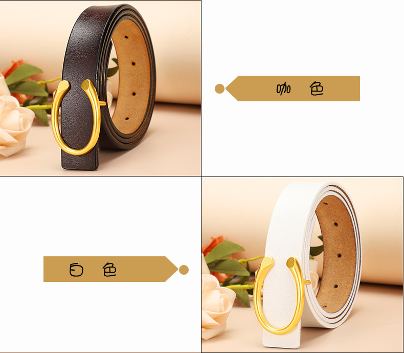 皮带真皮仿古C字扣精致腰带女百搭装饰裤腰带裙子厂家批发腰带女详情5