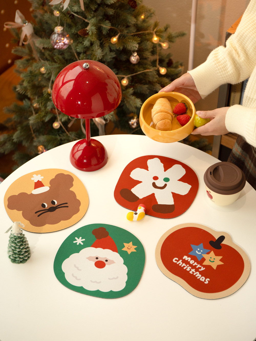 圣诞节老人硅藻泥隔热垫防烫垫桌垫多功能鼠标垫台面垫子布置用品详情12