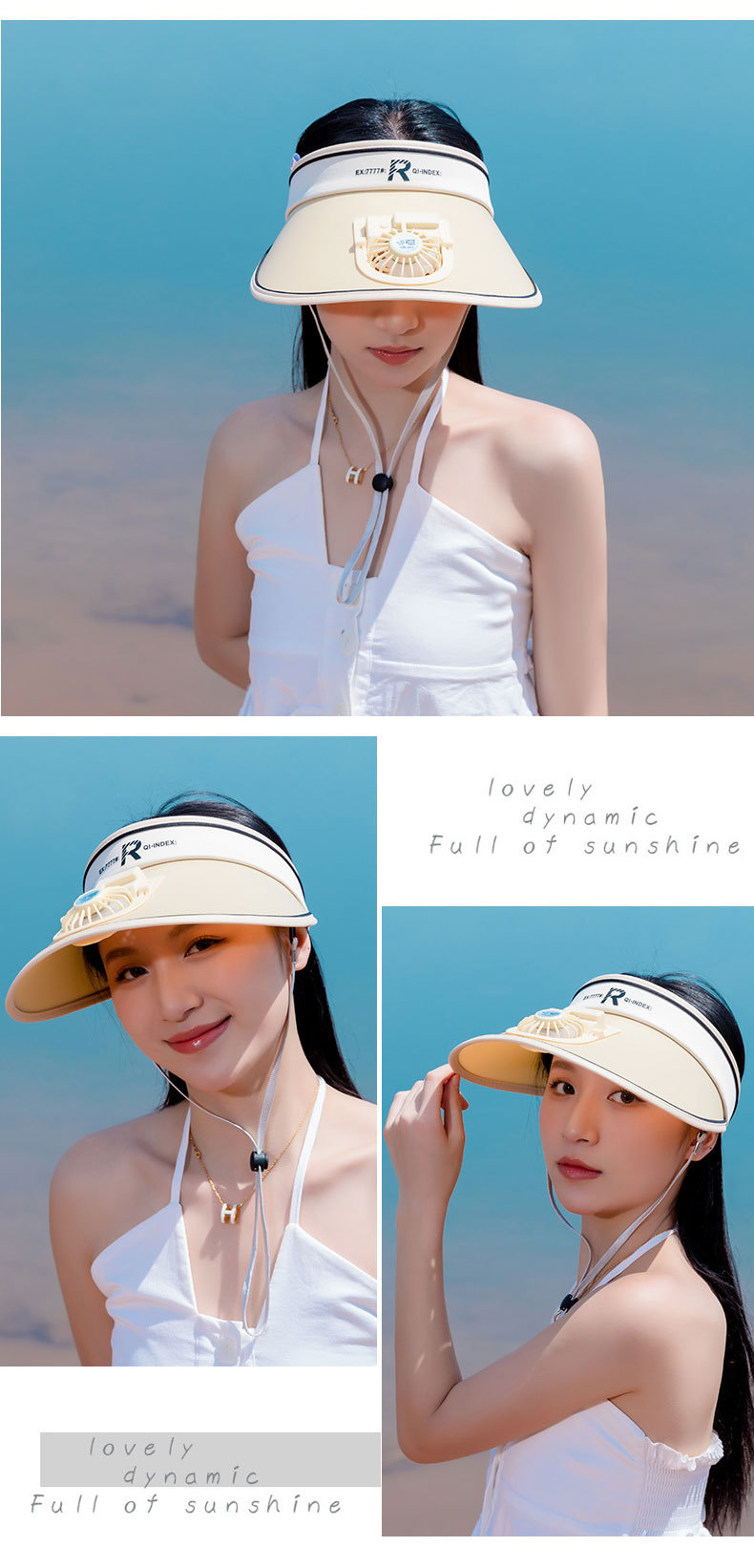 夏季帽子男可调节空顶遮阳帽防晒旅游女户外风扇帽充电现货批发帽详情13