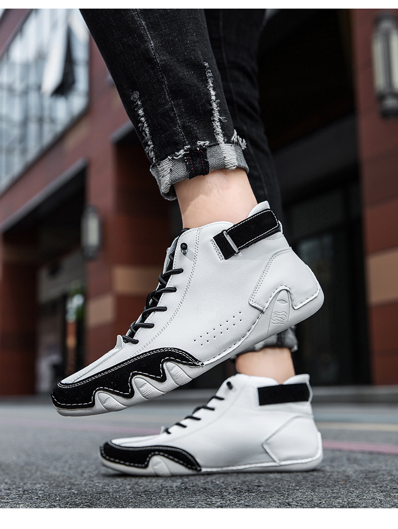 跨境独立站爆款女士马丁靴时尚拼色情侣鞋男女大码高帮休闲鞋短靴详情15