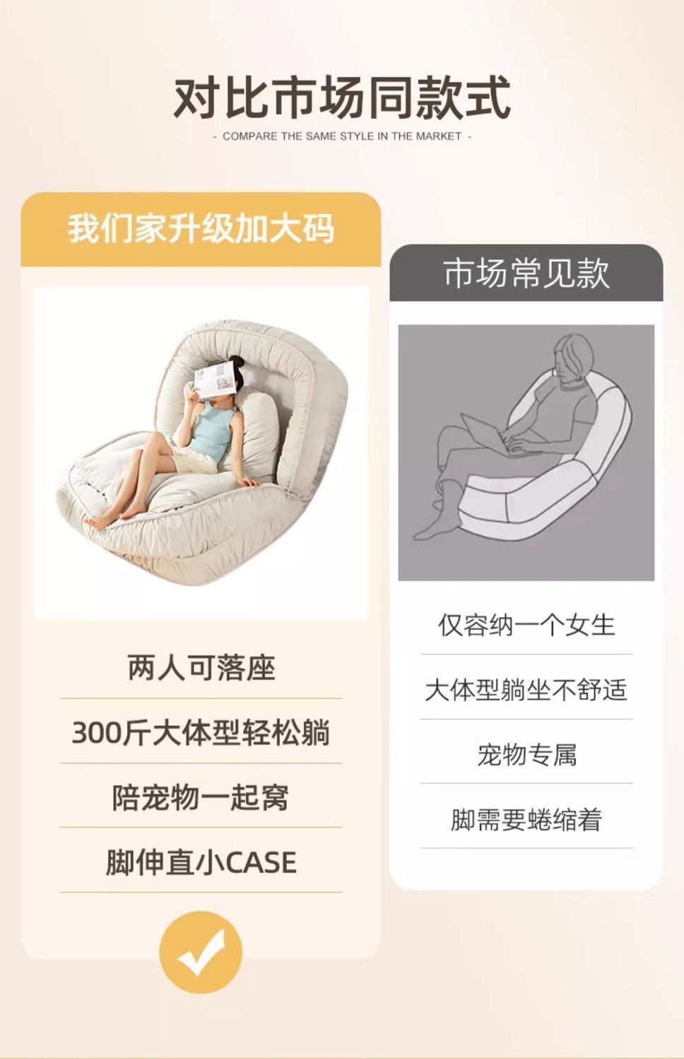 人类狗窝懒人沙发可躺可睡单人榻榻米巨大折叠阳台卧室小沙发躺椅详情8