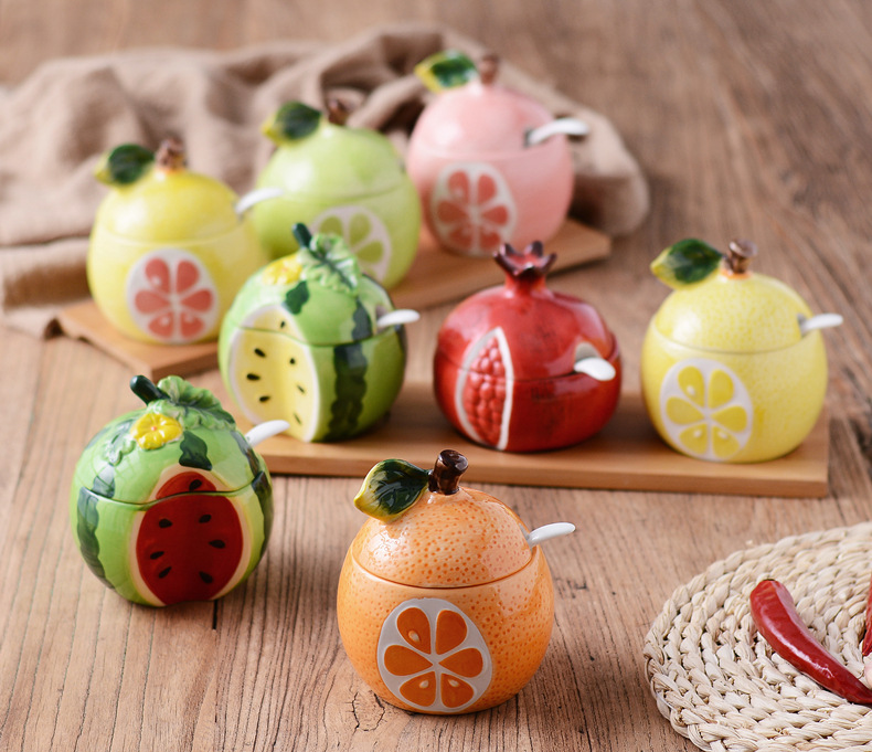 Creative Japanese kitchenware, orange ceramic seasoning bottles and jars, seasoning jars, seasoning boxes, spice jars, salt jars pic 33