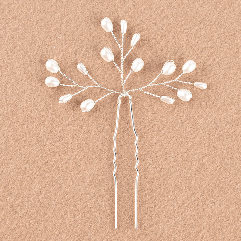 盘头发饰品新娘头饰发插针发簪子头花盘发配饰伴娘发型u型夹发卡详情9