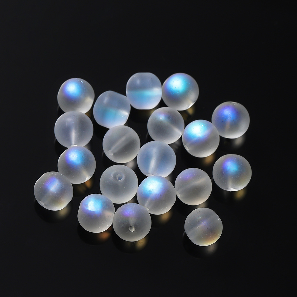 White frosted crystal moonstone, round beads, transparent glass, gradient and dazzling scattered beads, diy bracelet material pic 27