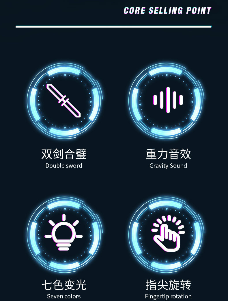 跨境星球大战二合一激光剑手指旋转七彩伸缩发光剑玩具儿童闪光棒详情3