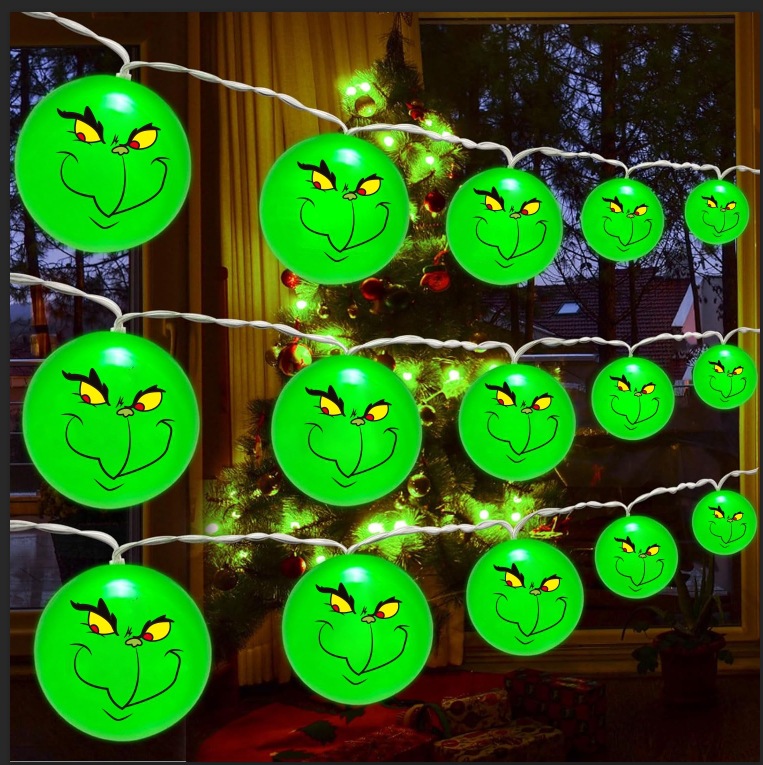 跨境爆款热销LED灯格林奇grinch卡通氛围装饰圣诞灯串批发详情3