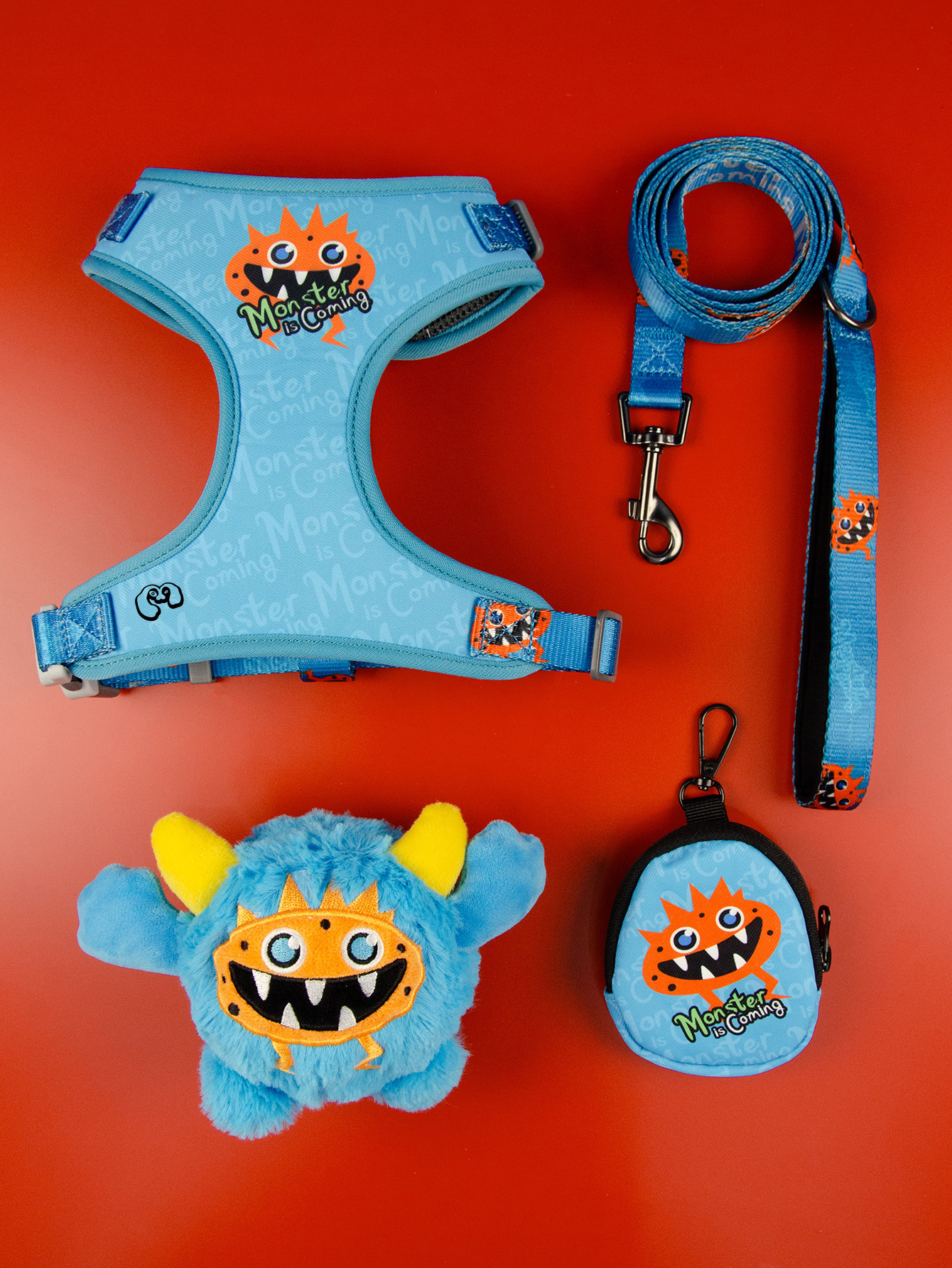 跨境工厂直发宠物胸背牵引绳毛绒玩具垃圾袋收纳包四件套万圣节详情4