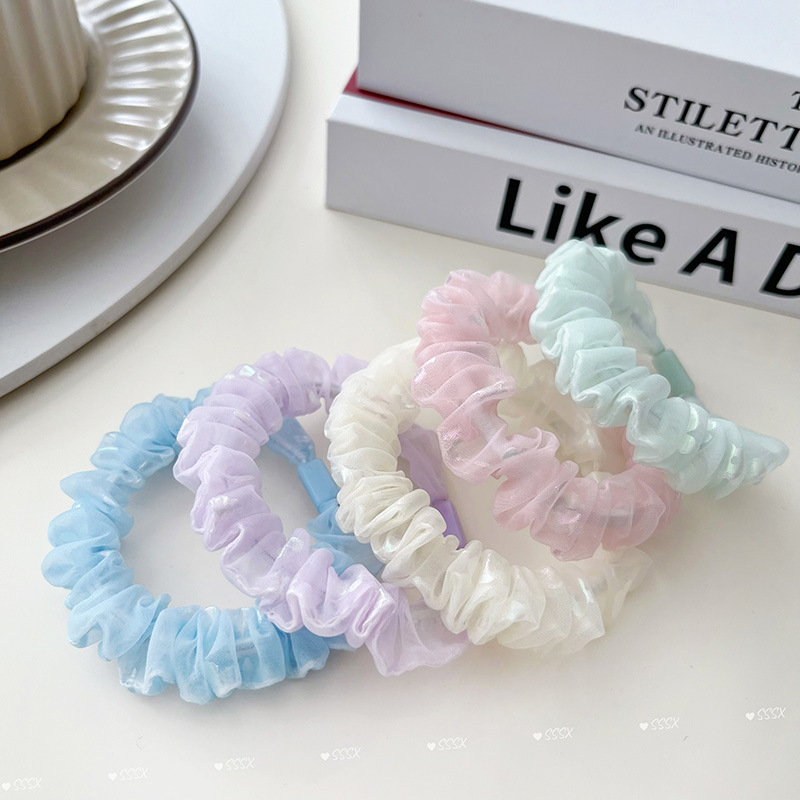 印花小肠发圈高级感少女马尾皮筋超仙网纱头绳清新糖果色发绳森系详情7