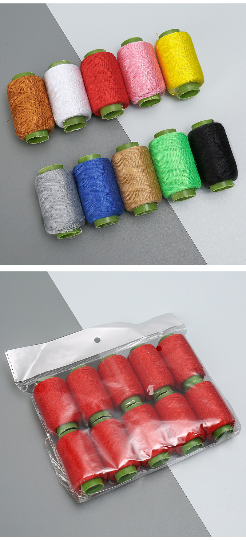 302 Color household small roll sewing thread, black, white and red pure color polyester thread, 10 pieces per pack, household hand sewing thread pic 21