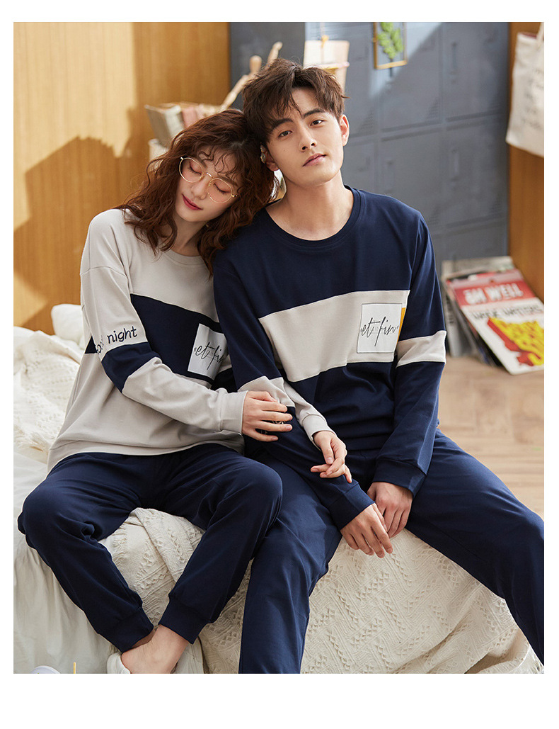 品牌情侣睡衣女长袖纯棉冬季新款韩版男士大码秋冬全棉家居服套装详情56