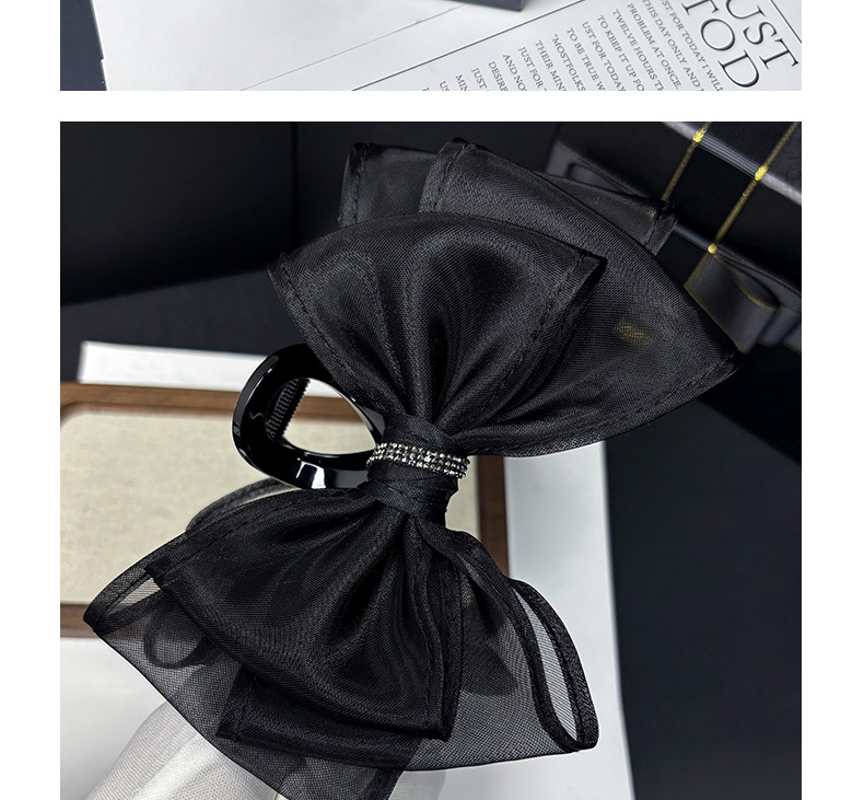 国潮系列高级感超仙网纱蝴蝶结发夹黑色精致水钻抓夹2025新款鲨鱼夹子头饰详情7