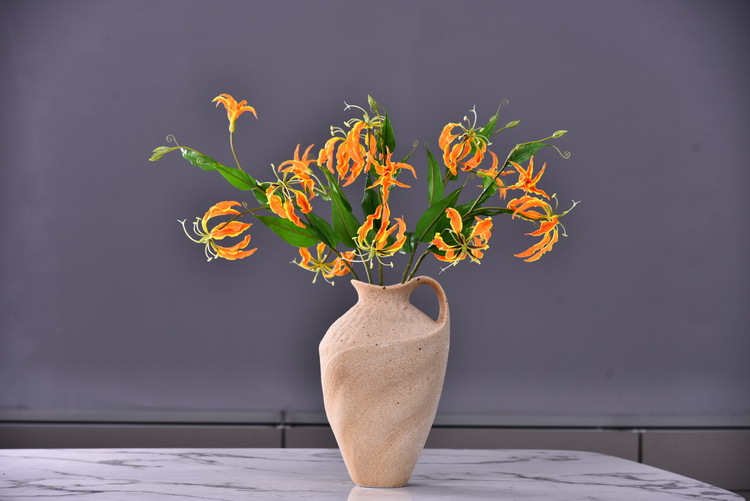 Lanjin artificial Plant Long Branch 3-head Jialan Flame Lily, high-end artificial flower, artificial flower, artificial flame lily, strange lily, home decoration pic 28
