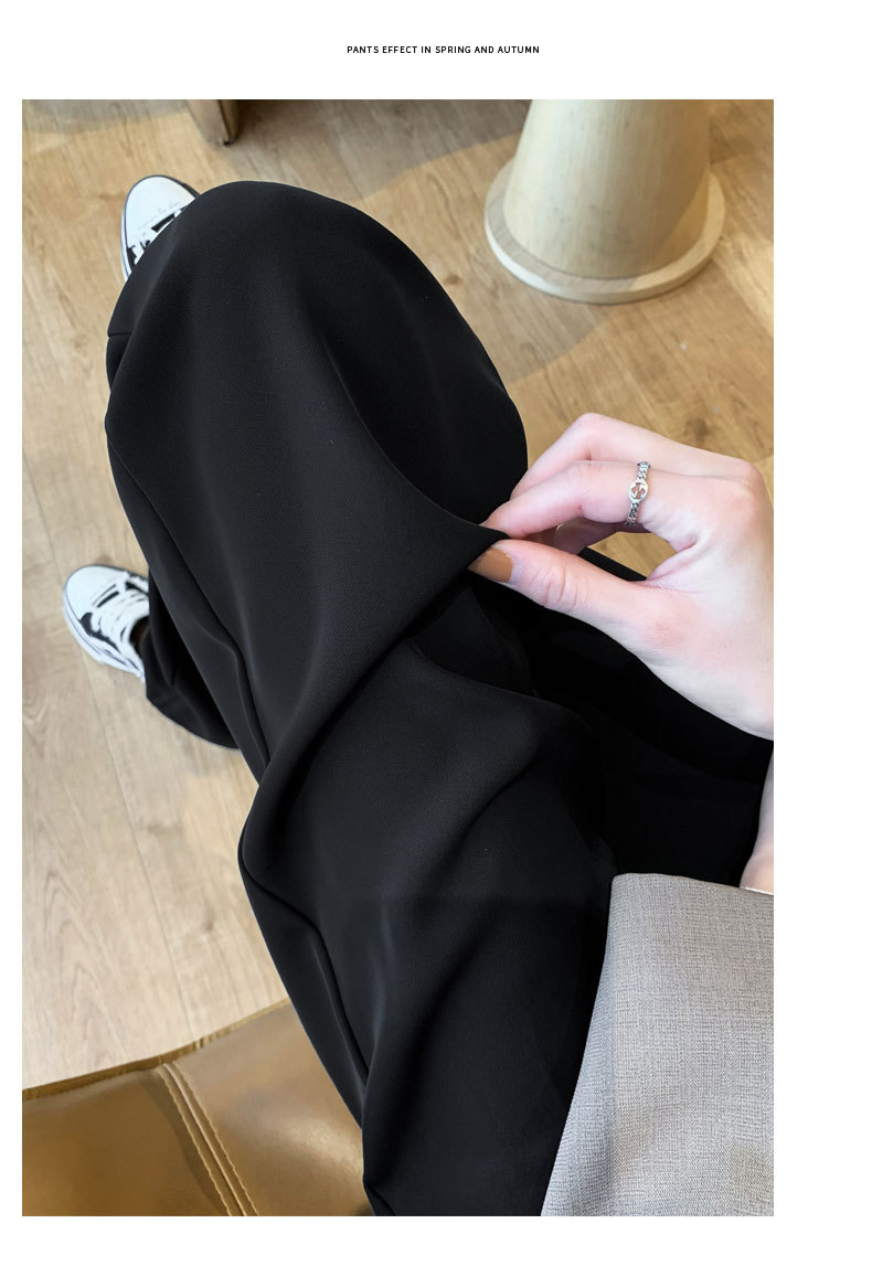 阔腿裤女春秋高腰显瘦垂感梨形身材裤子直筒拖地裤双扣休闲西装裤详情14