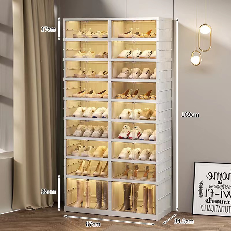 单排双排简易免安装鞋盒透明折叠鞋柜球鞋加厚多层塑料鞋架详情19