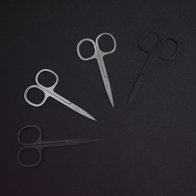 工厂直销眉毛尖剪修鼻毛小剪刀美妆工具黑色眉毛剪A剪现货详情2