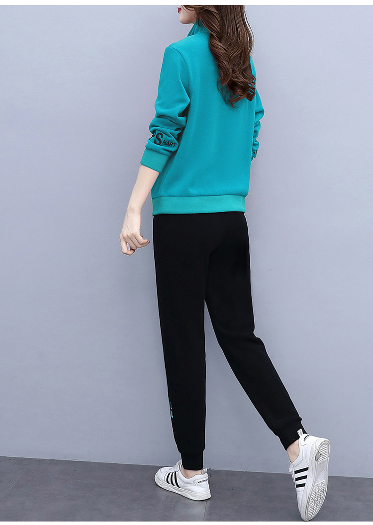运动套装女春秋2023新款时尚立领长袖休闲跑步服女装卫衣两件套潮详情26