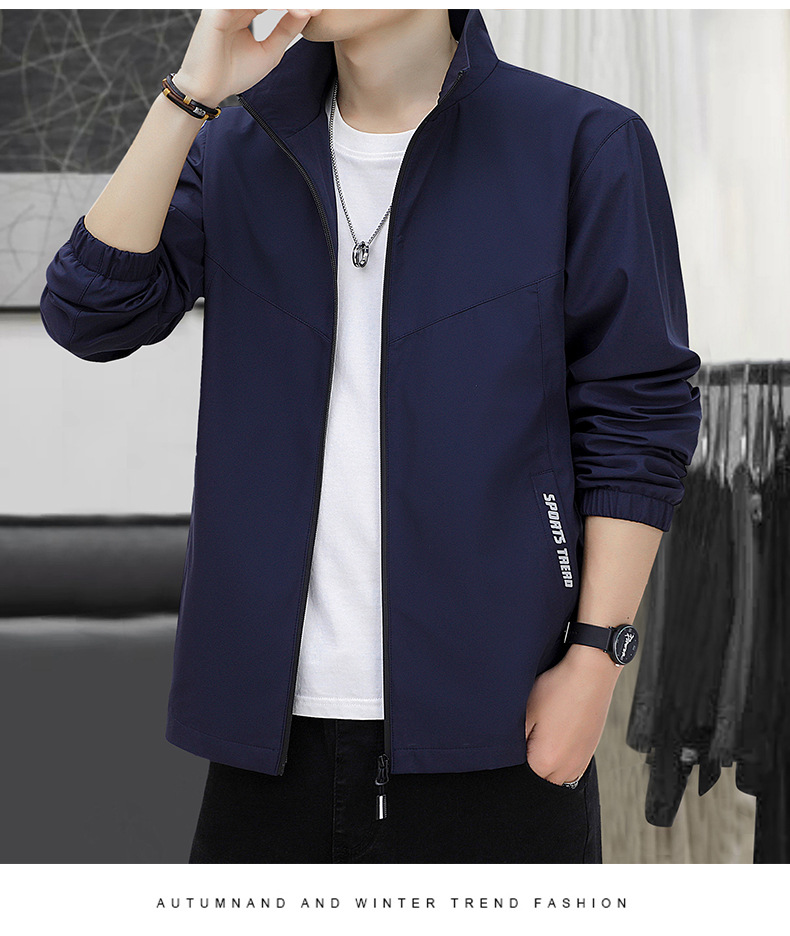 秋冬加绒加厚夹克男立领休闲商务男士好搭外套男大码运动户外男装详情14