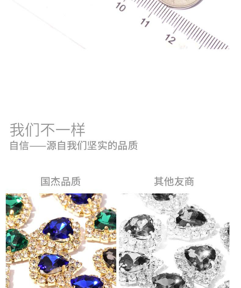Diamond ring, heart-shaped heart, four-prong diamond, crystal clasp, glass diamond, prong chain, edge, hand-sewn clothing pendant, small accessory pic 18