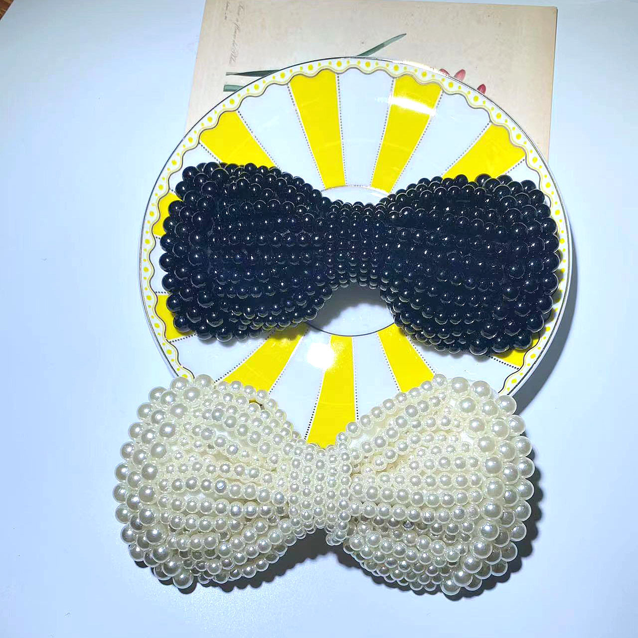 韩版珍珠蝴蝶结手工串珠配件发夹边夹发箍配件包包鞋帽服配件批发详情6