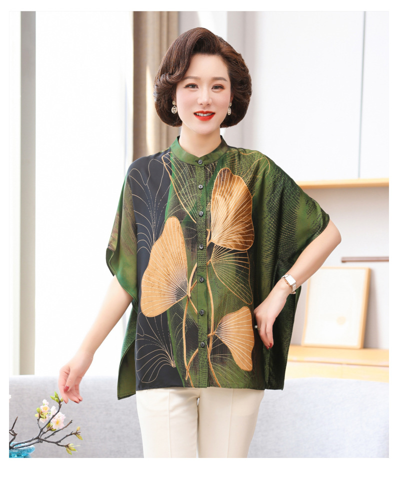 春夏新款妈妈装衬衫时尚蝙蝠袖休闲减龄显瘦气质优雅中老年女装潮详情5