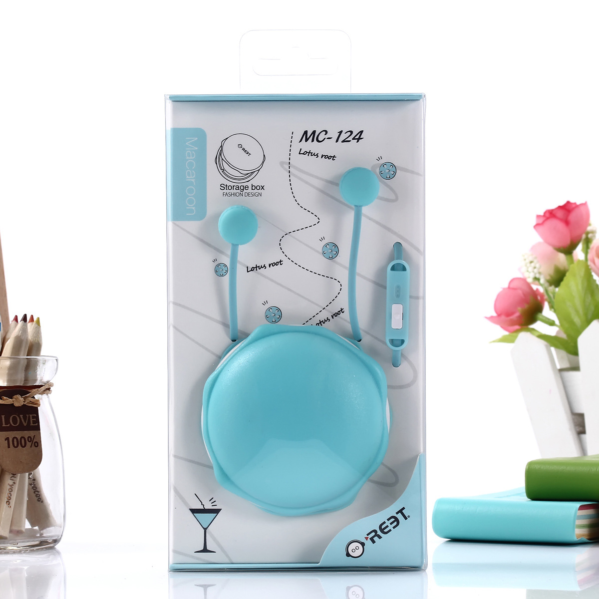 The manufacturer wholesals new cartoon wired in-ear headphones in candy-colored macaron storage cases and student mobile phone headphones pic 21