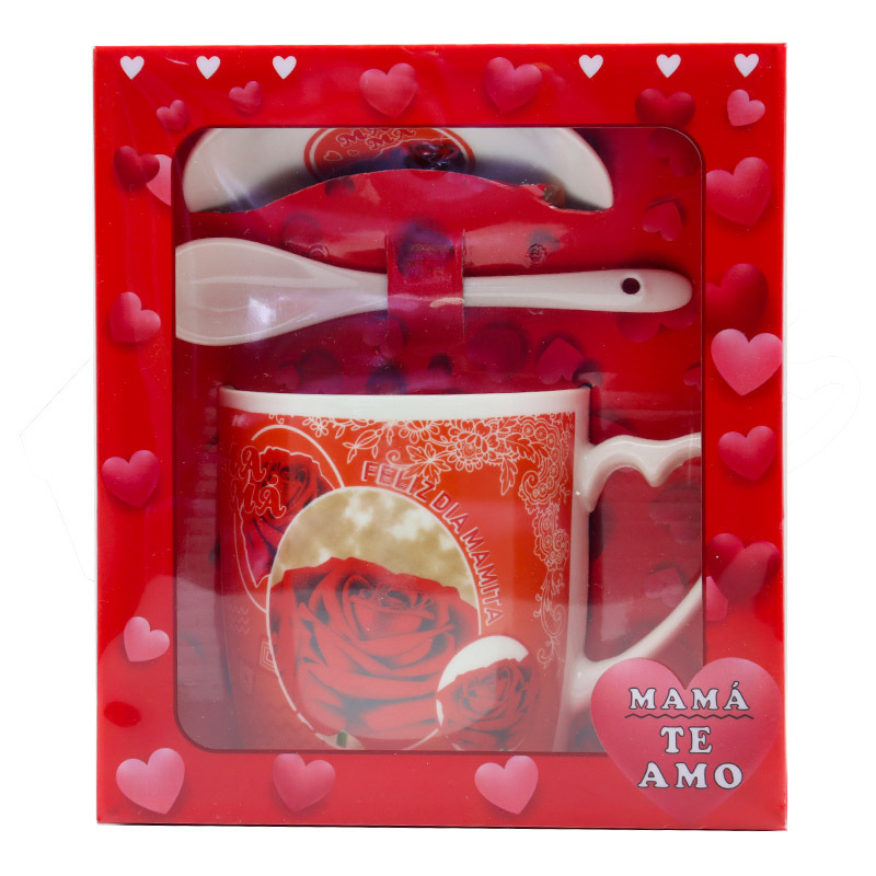 跨境专供母亲节小礼品外贸西语母亲节陶瓷马克杯家用大容量水杯带柄勺杯盘套装妇女节送妈妈的礼物支持多语做客logo厂家直销详情2