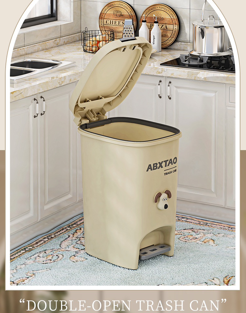 High-appearation-level, large-capacity kitchen trash can, household foot-operated trash can, living room, bedroom, toilet, bathroom, wastebasket pic 11
