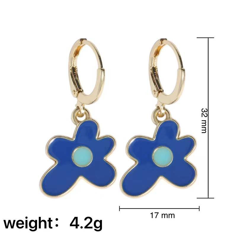 Klein blue series earrings, fashionable, retro and niche, flower-shaped heart-shaped butterfly earrings, personalized and elegant earrings wholesale pic 9