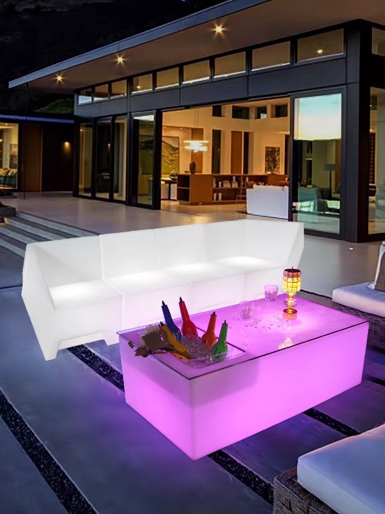 户外发光转角沙发茶几组合室外防水防晒庭院露天露台网红酒吧沙发详情3