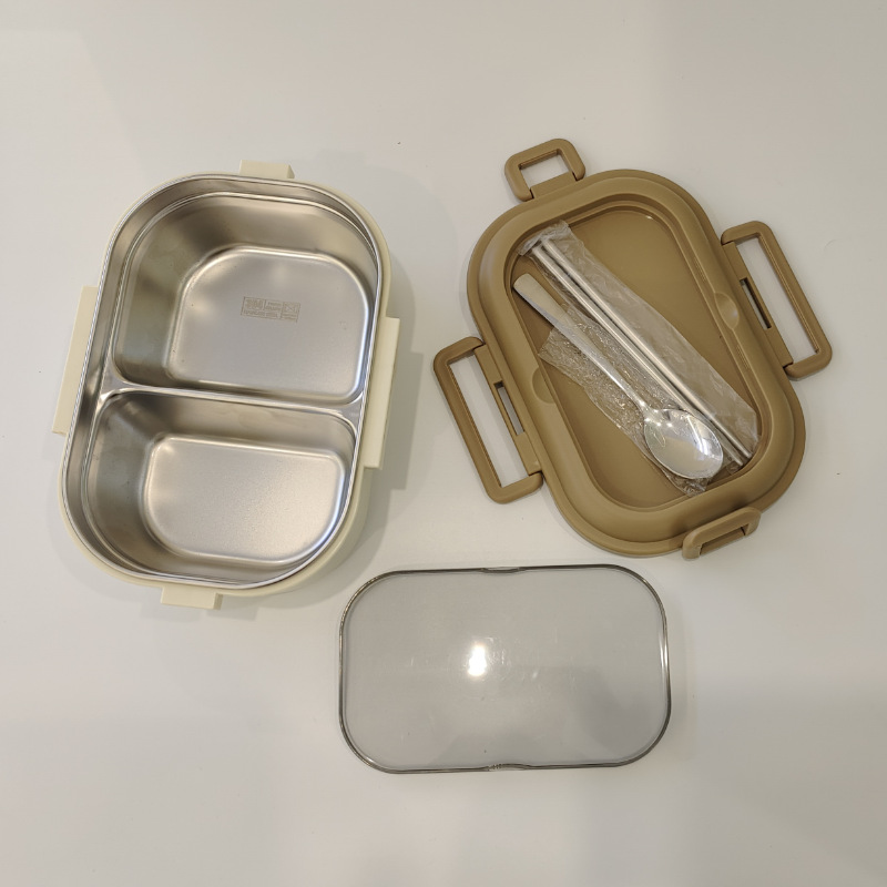 带筷不锈钢饭盒学生上班族午餐盒可注水保温便当盒硅胶密封餐具详情13