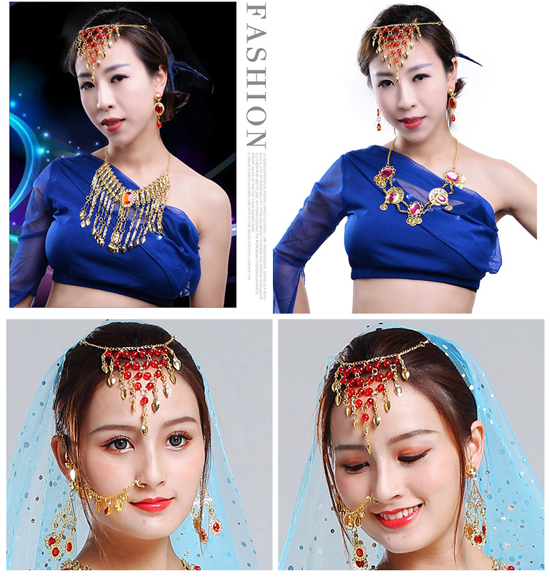 肚皮舞蹈宝石头链发卡发夹印度舞蹈表演出配饰品头箍首饰头饰发箍详情13