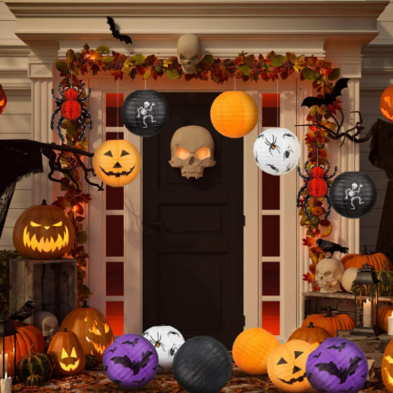 Cross-border party decoration: Halloween Pumpkin, Spider, bat, lantern, paper fan flower, spiral pendant, Party set pic 5