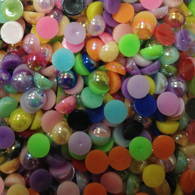 AB semi-circular pearl acrylic transparent AB color semi-circular imitation pearl diy nail art AB accessory flat-bottomed pearl pic 18