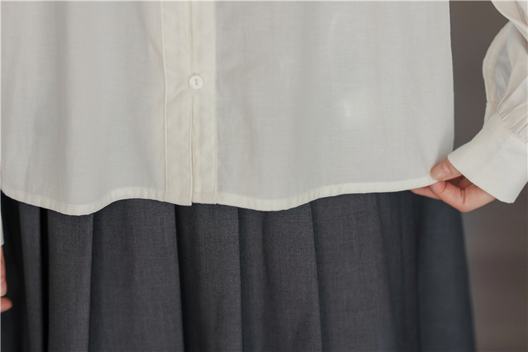 2024秋季新款韩版法式v领蕾丝衬衣女设计感褶皱长袖衬衫宽松上衣详情17