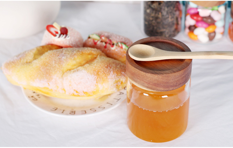 批发蜂蜜螺纹口透明玻璃瓶储物罐厨房食品级杂粮收纳咖啡豆密封罐详情26