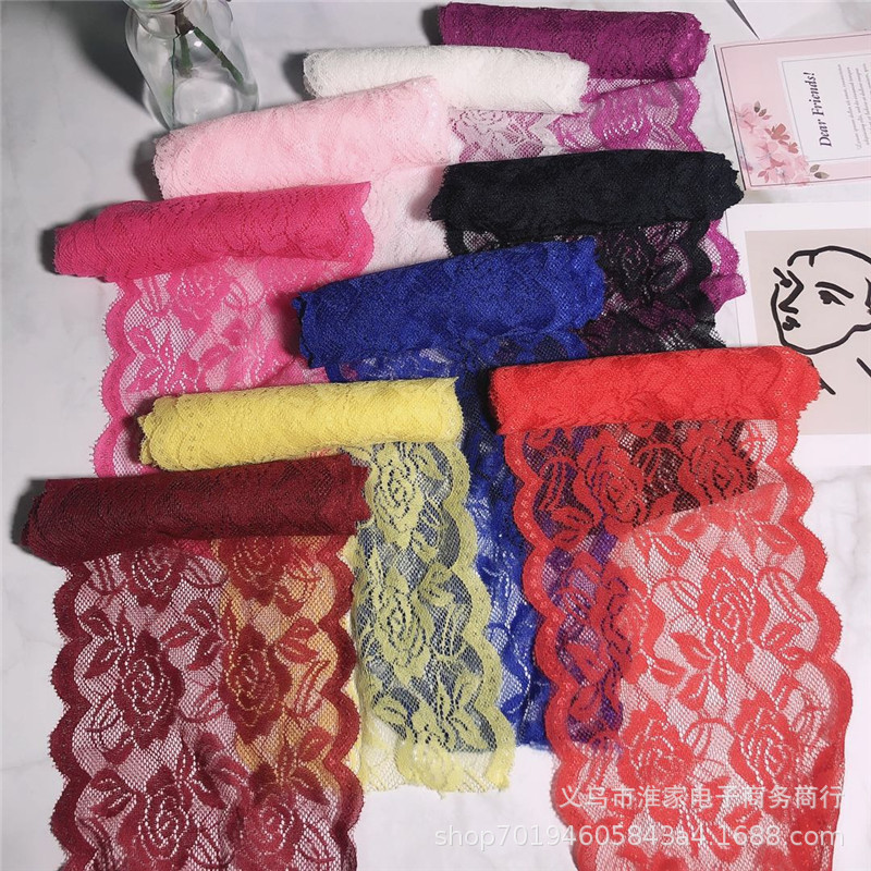 Factory direct sales and immediate supply of elastic lace, nylon 15 cm, spandex lace soft underwear fabric pic 2