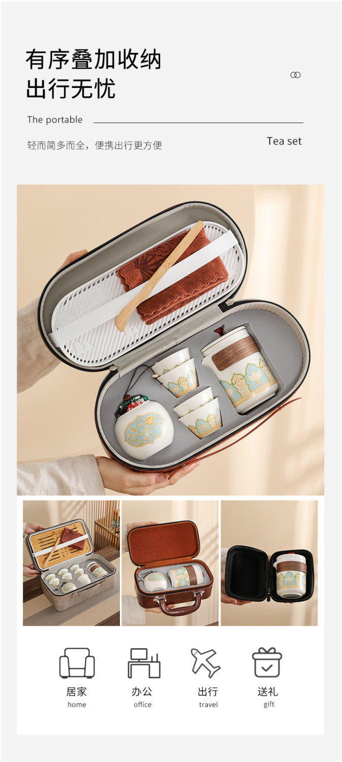 Travel tea set, outdoor portable ceramic quick customer cup, business gift, company event practical souvenir pic 7