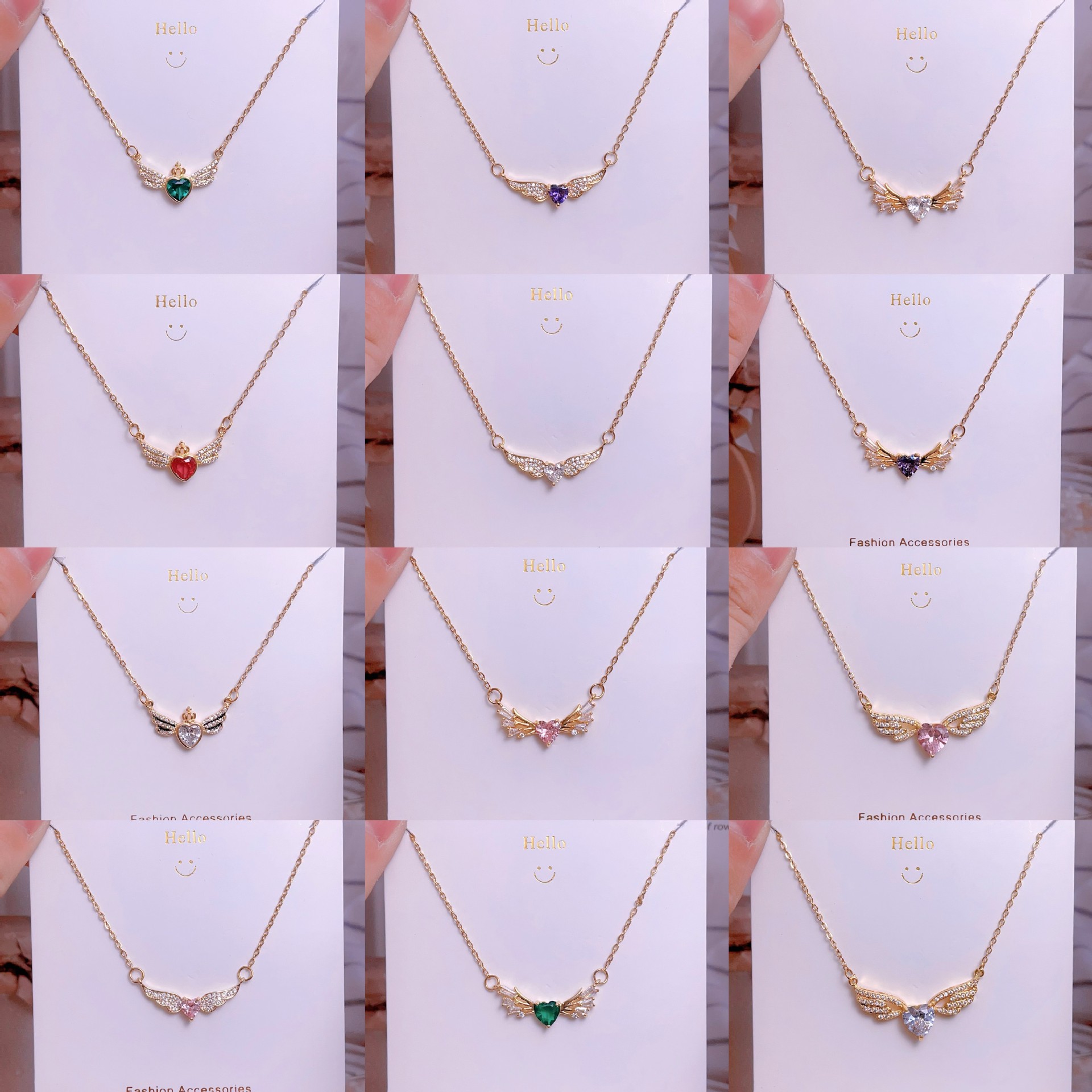 Titanium steel collarbone chain, non-fading wing heart original design, high-end light luxury necklace, direct sales from Yiwu factory pic 4