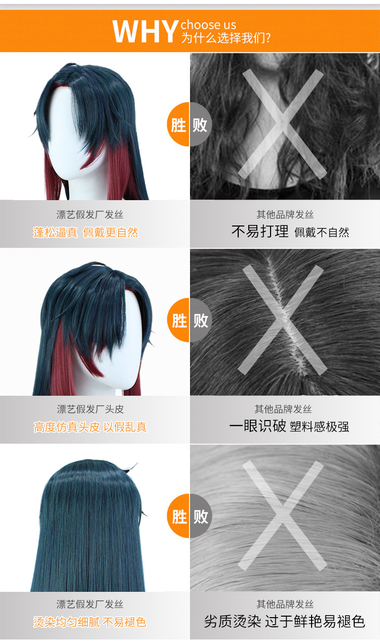 崩坏星穹铁道 刃 cos假发 仿真头皮 T色渐变cosplay假发详情2