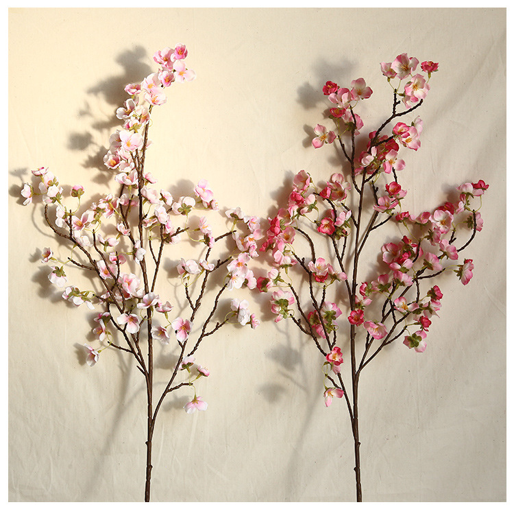 Beauty Finger Cherry Blossom and peach blossom Ins-style Nordic plum blossom artificial flower manufacturer home decoration wedding artificial flower MW38958 pic 100