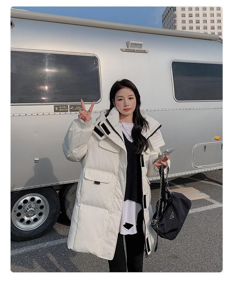 Bestseller hooded wine red down cotton-padded jacket for women, 2023 winter new thickened bread jacket, cotton-padded jacket, mid-length style pic 21