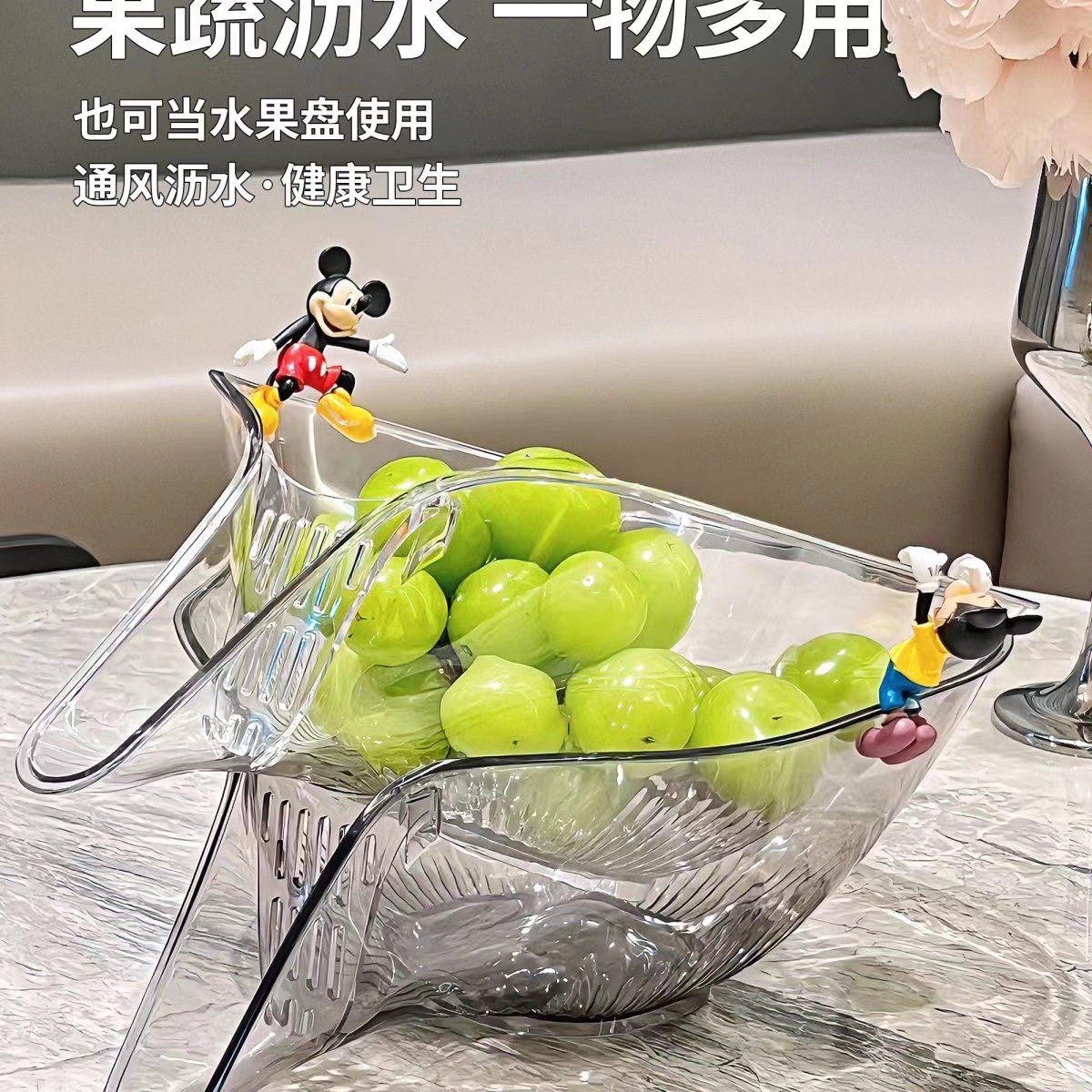 ins透明厨房淘米神器洗米筛沥水篮家用自带沥水淘菜洗水果盆详情5