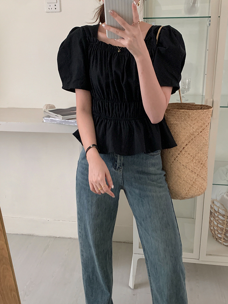 Korean chic washed cotton jeans for women 2023 summer new style narrow stretch wide-leg pants pic 26
